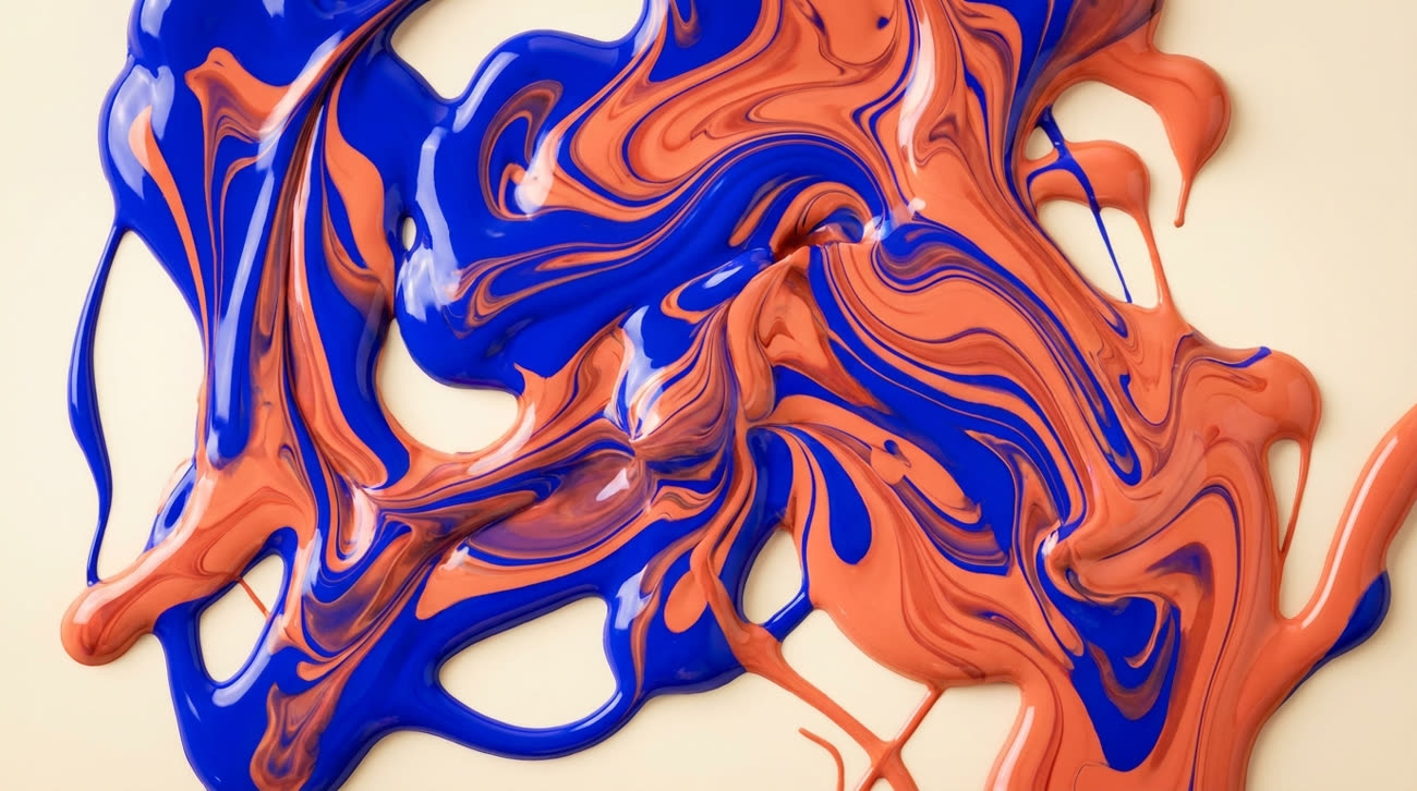 Cobalt en koraal kleurtextuur uit de Deallos huisstijl