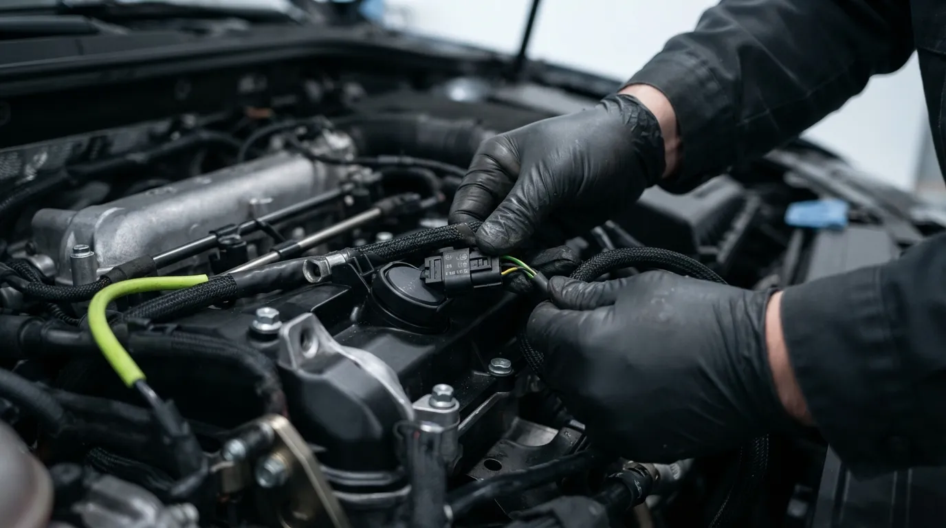 Detail van diagnose- en motorwerk aan een wagen