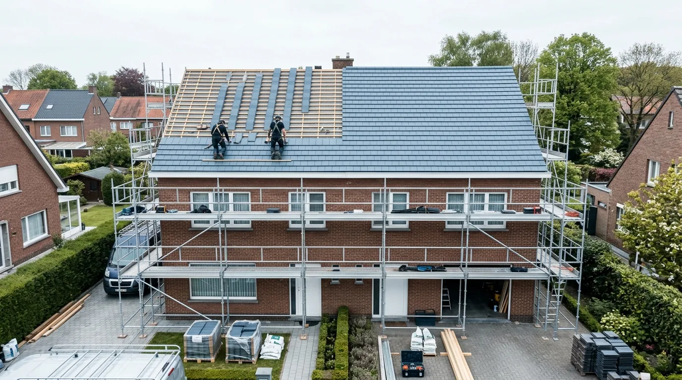 Hellend dak met strak geplaatste pannen