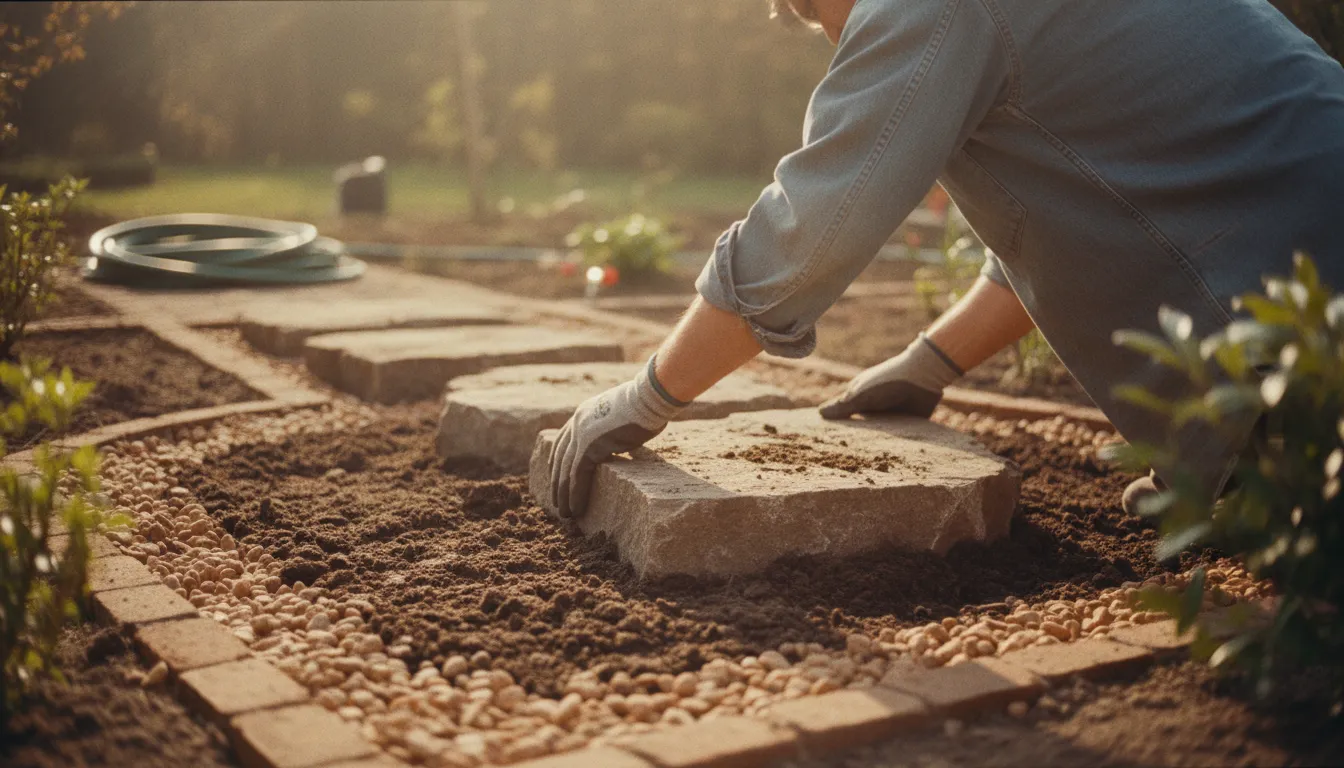 Strakke tuin met rechte lijnen, buxusvolumes en groot natuursteen terras
