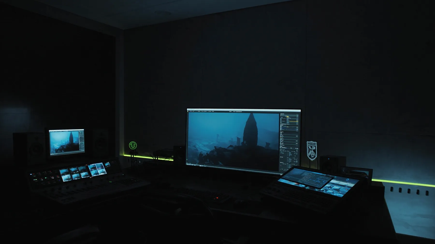Edit-suite waar dronebeelden gemonteerd worden
