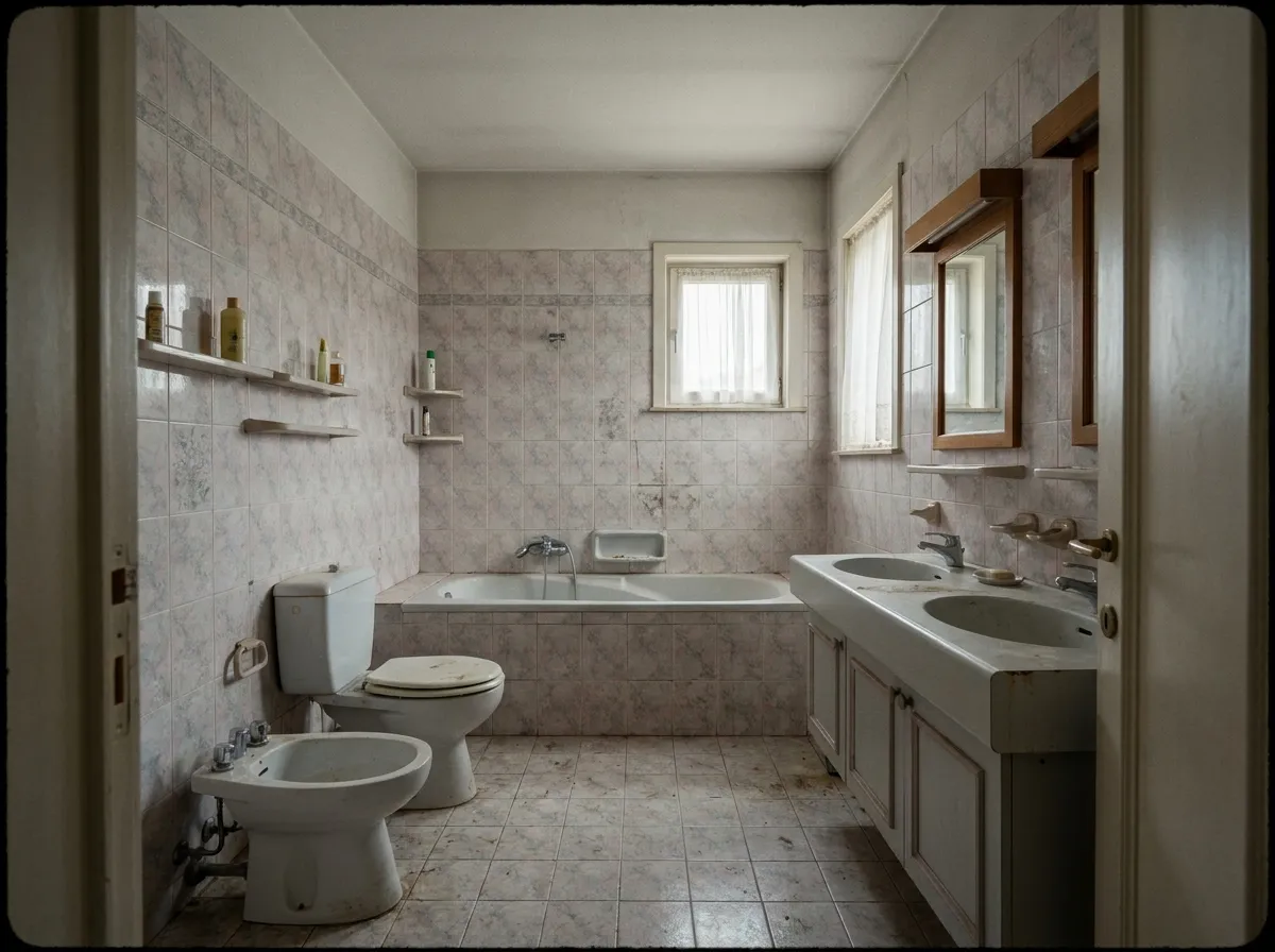 Verouderde badkamer vóór renovatie