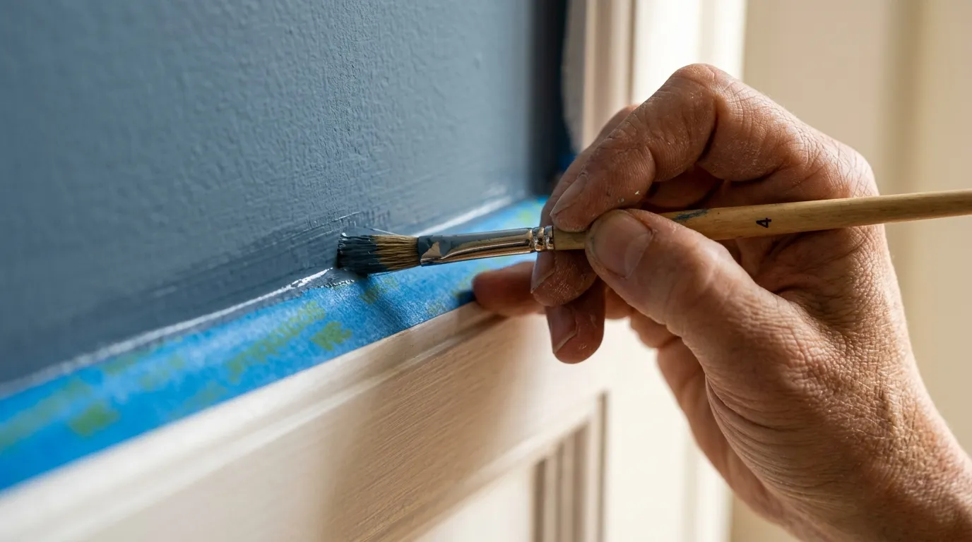 Schilder aan het werk aan een wand