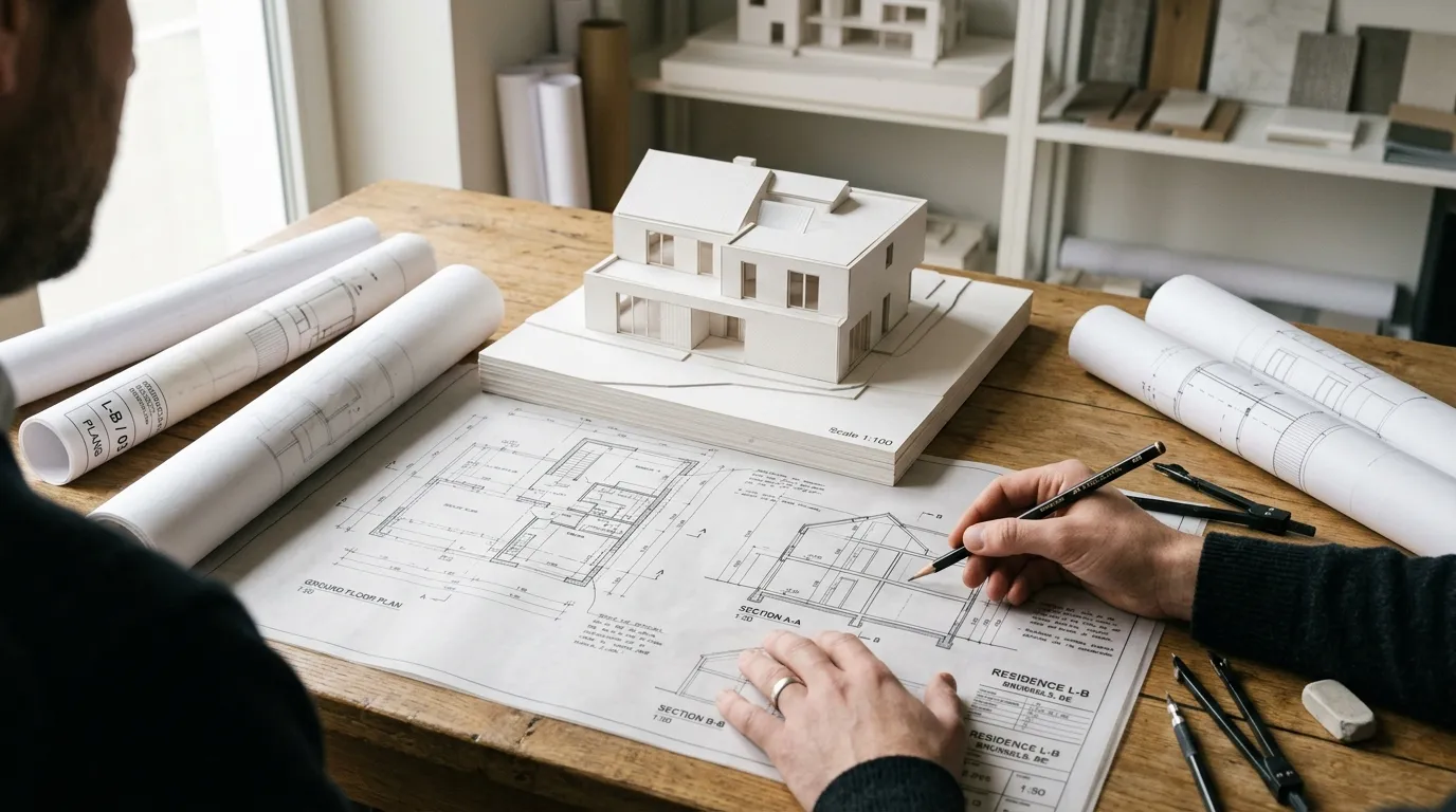 Materiaaldetail van een nieuwbouw atelierwoning