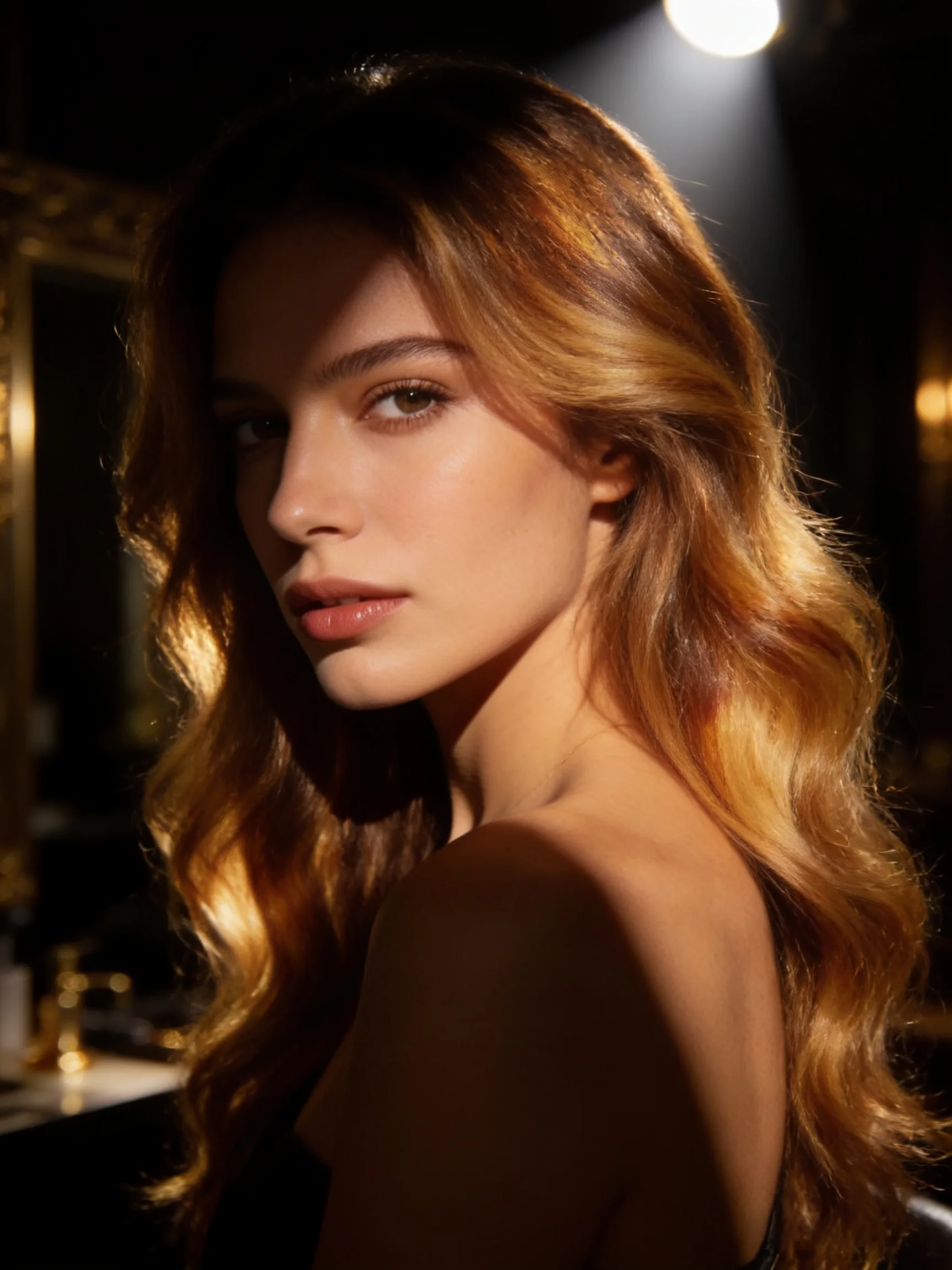 Warme balayage met zachte overgangen onder atelierlicht