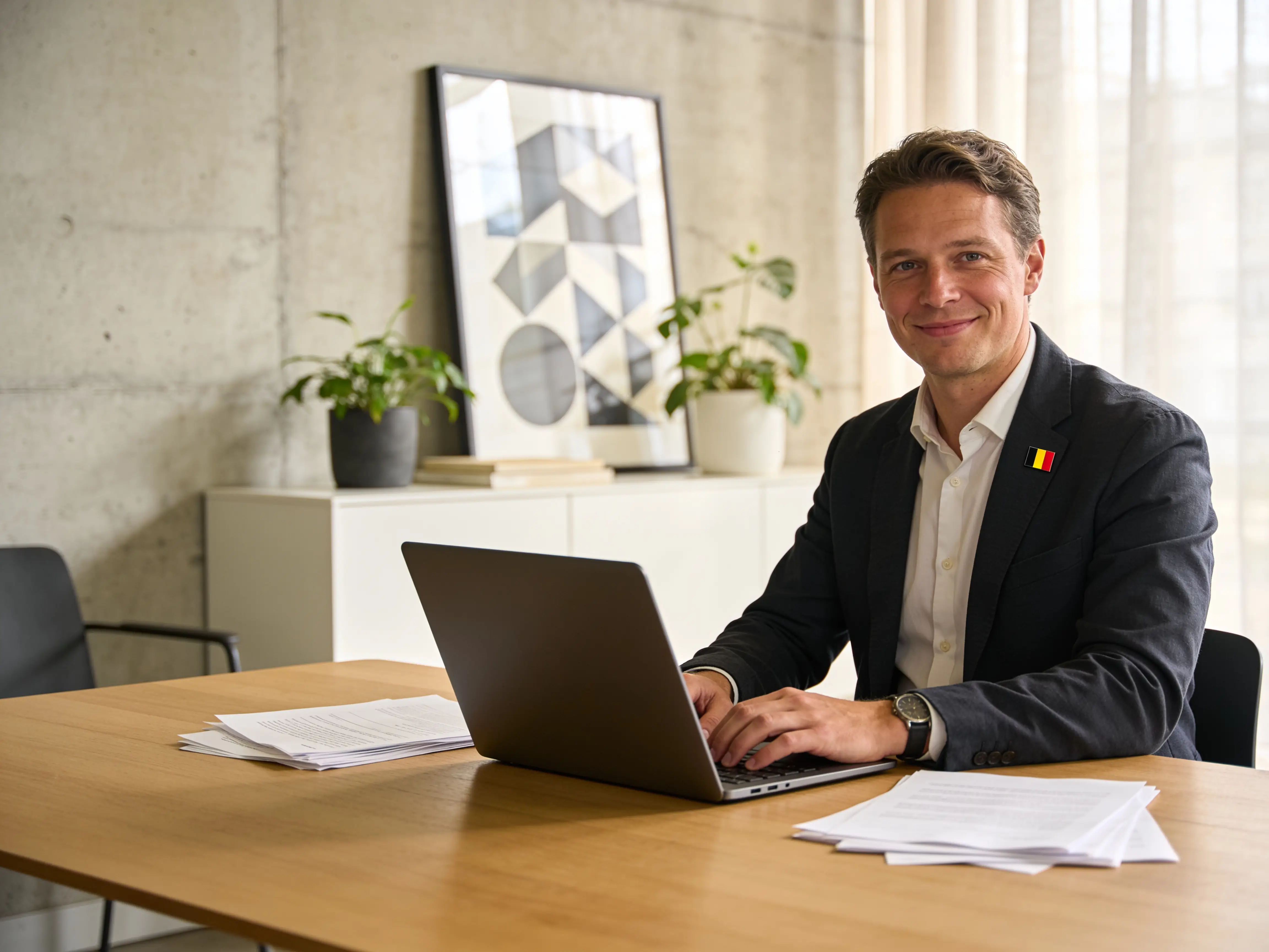 Branding-portret van een professional in een moderne werkruimte
