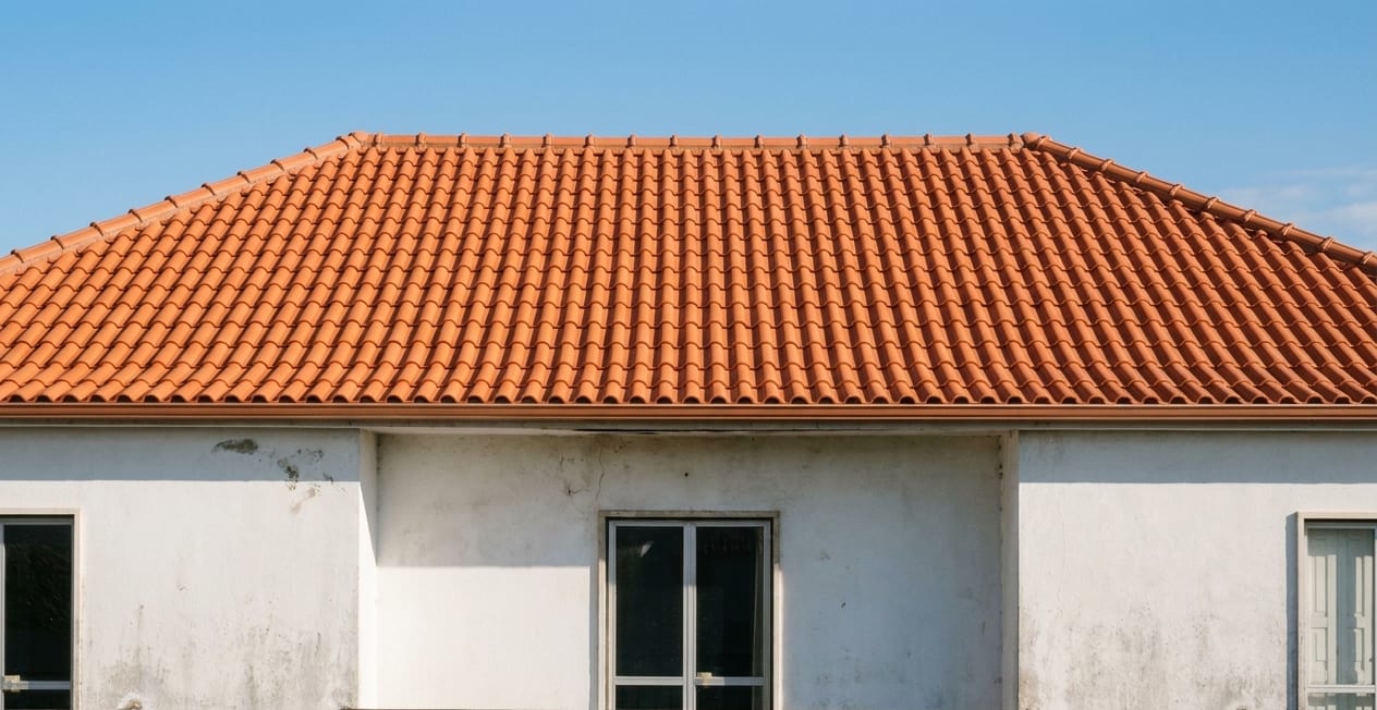 Hetzelfde dak na renovatie met strak gelegde nieuwe dakpannen