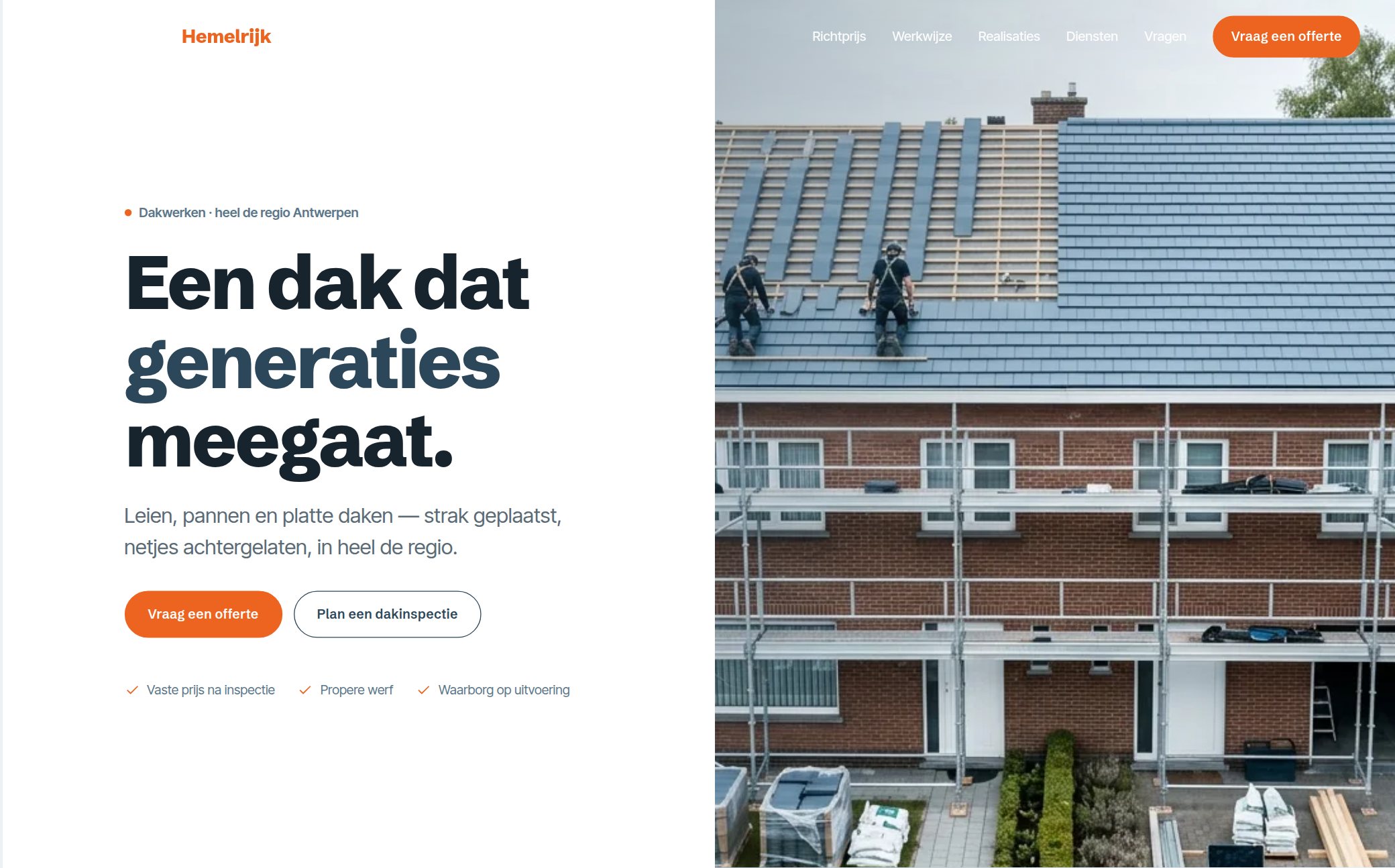 Voorbeeldwebsite voor een dakwerker — Dakwerken Hemelrijk