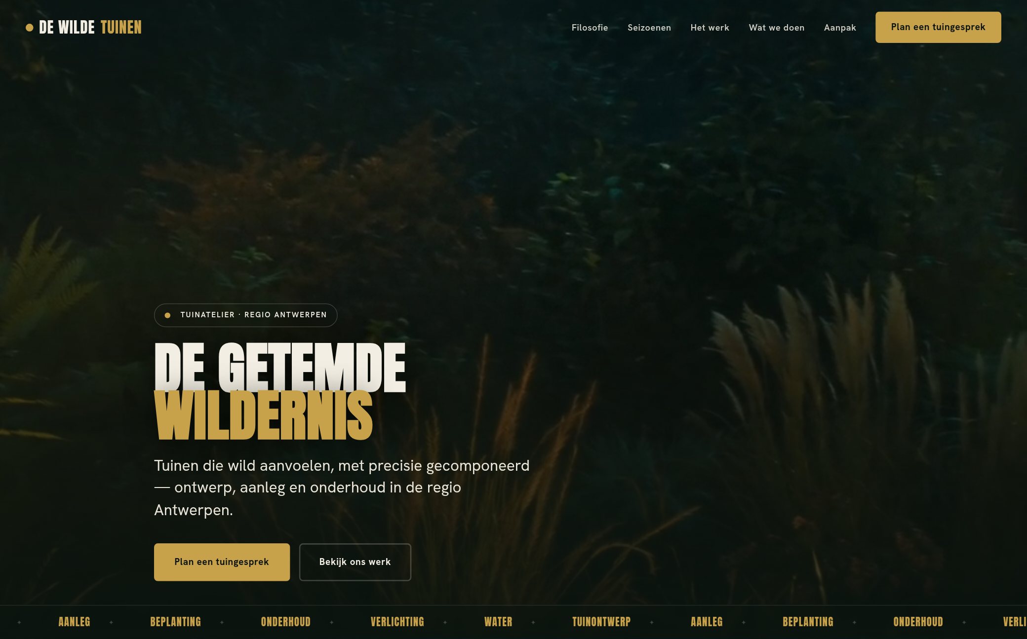 Voorbeeldwebsite voor een tuinaannemer — De Wilde Tuinen