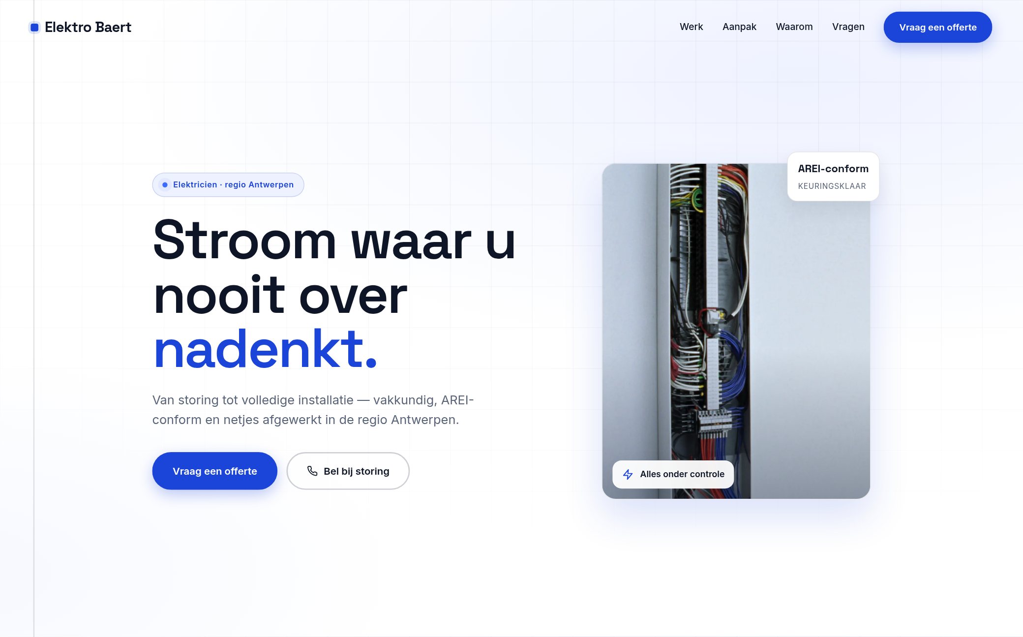 Voorbeeldwebsite voor een elektricien — Elektro Baert