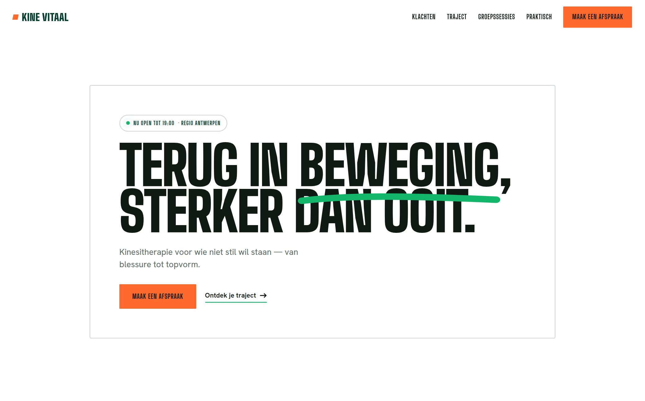 Voorbeeldwebsite voor een kinesist — Kine Vitaal