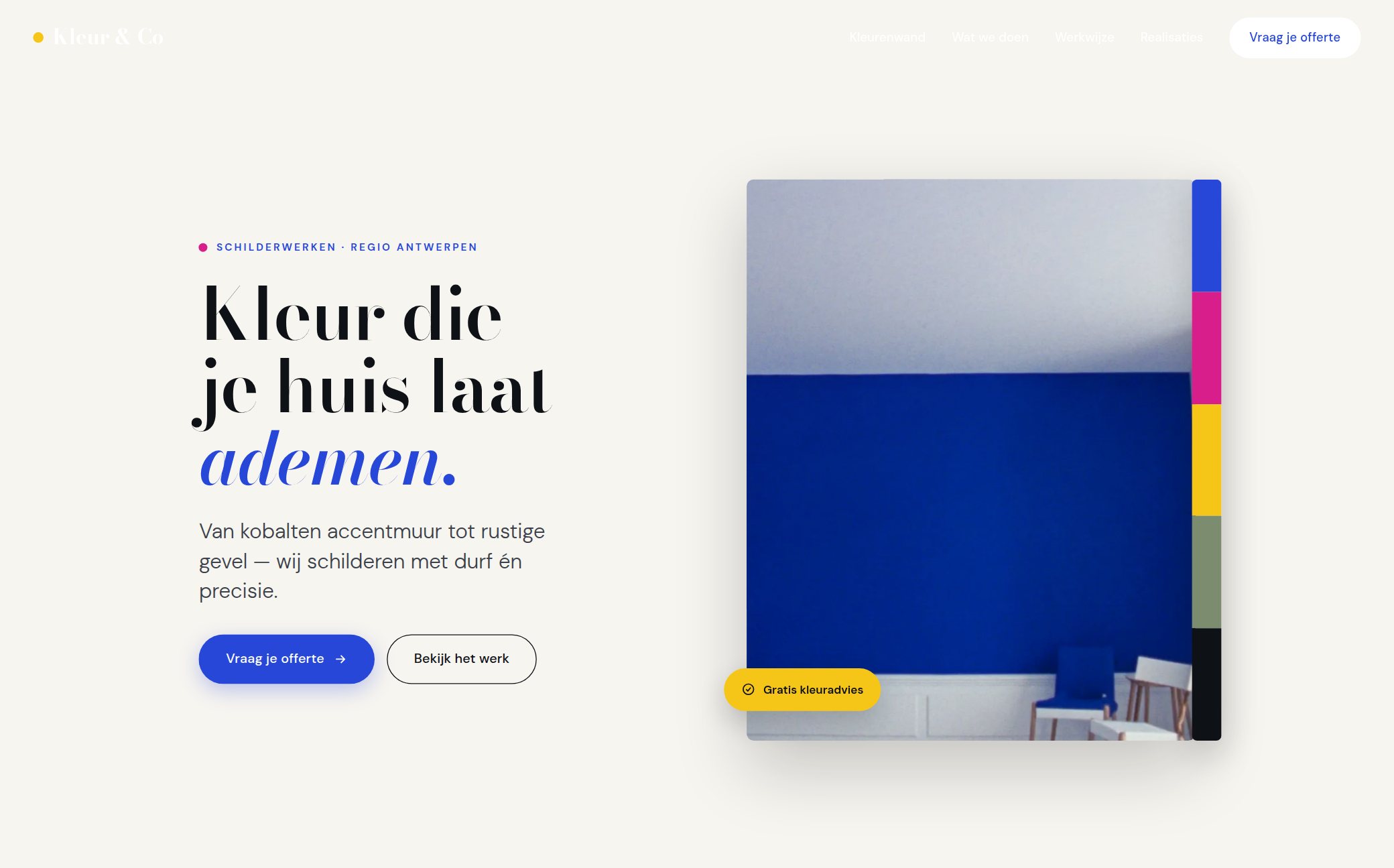 Voorbeeldwebsite voor een schilder — Kleur & Co