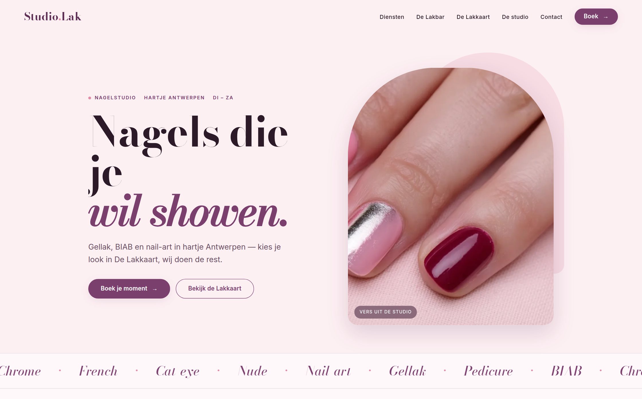 Voorbeeldwebsite voor een schoonheidssalon — Studio Lak
